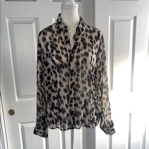 Express Leopard Print Sheer Blouse
